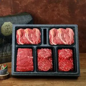 [안동한우] 1+등급 구이 정육 선물세트 1.5kg (등심 2팩+불고기 2팩+국거리/각 300g)