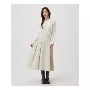 플라스틱아일랜드 (PR7WS164) BEIGE 턱 플레어 스커트 1029082