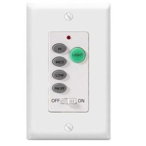53T 유니버설 천장 팬 월 리모컨, 3단 속도, 라이트 디머, 햄튼 베이, 하버 브리즈, 헌터와 호환되는 4DIP 스위치(월 리모컨만 해당)