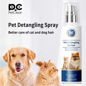 펫클리어 80ml 애완동물 털 엉킴 방지 스프레이 - 엉킴 방지, 정전기 방지, 순한 저자극성 천연, 오래 지속