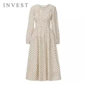 [인베스트] 체리 나염 스모킹 원피스_IN6S1OP3041