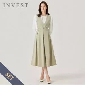 [인베스트] 클래식 핀턱 벨트 셋 원피스_IN6S1OP3061