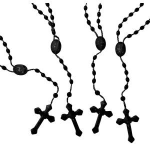 쥬신다지프 17인치 벌크 묵주, 플라스틱 묵주 구슬 12개 세트(블랙)