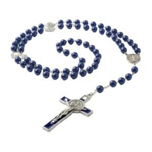 여성을 위한 루델 묵주 목걸이 - 진주 구슬을 든 크로스 세인트 베네딕트 남성용 크리스마스 선물을 로사리오스 카톨리코스
