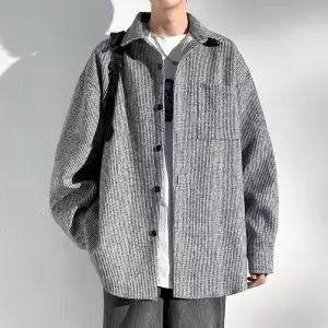 봄 가을 빅사이즈 남성용 루즈핏 트위드 브랜드 드렌디 빈티지 재킷 유행 모직 오버핏