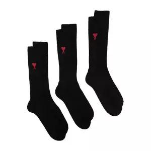 [발리]아미 하트 로고 양말 블랙 USC003 379 001