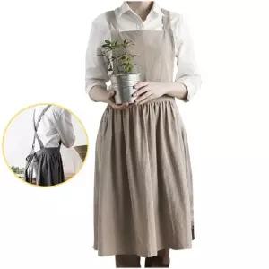 작업 앞치마-베이지 (원피스형) 주방 공방 다용도여성 여자 치마형 다용도 홈카페 어린이집 선생님 베이킹