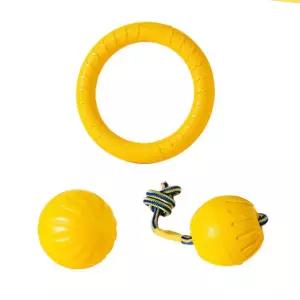 EVA 터그놀이 옐로우 3종 세트 강아지 터그 장난감감공 대형견 원반 버디볼 훈련용품 프리스비