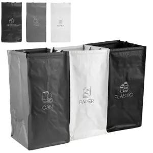 손잡이 3단 분리수거함-대형 54L 탈부착 찍찍이사무실함 재활용쓰레기통 가정용재 용재함 분리수거함 탈함