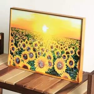 해바라기 액자 돈들어오는 풍수 인테리어 해바라기 그림 황금빛 거실 재물 알루미늄 나무그림 아크릴