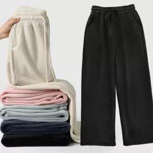 남녀공용 코듀로이 바지 루즈핏 커플 스판 남녀공용 기모 바지 벨벳 겨울 잠옷 웨어 여성