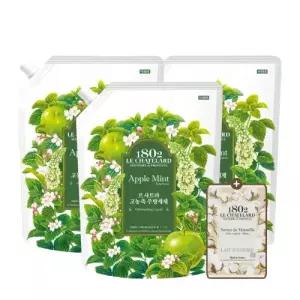 (정품) 르샤트라 고농축 주방세제 애플민트 1.5L 파우치 3개 + 동키밀크 비누 100g
