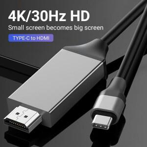 4K30Hz USB C-HDMI 케이블 6.6 FT 고속 코드 MacBook 호환 Pro/Air iPad 호환 Pro 2020과 호환되는 노트북 및 전화를 TV에 연결