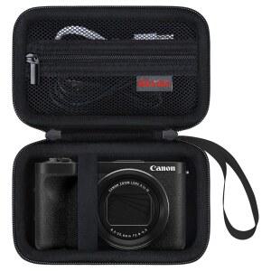 캐논 파워샷 V1 디지털 카메라용 엘론보 휴대용 케이스, 카메라 하드 여행 가방, 여분의 메시 포켓이 충전 케이블 배터리 SD 카드 리더 및 액세서리, 블랙