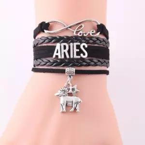 매듭 팔찌 메탈 가죽팔찌 별자리 양자리 팬던트 가죽