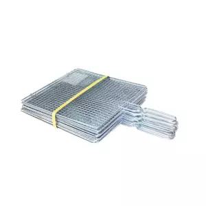 손잡이 석쇠 중 (26x26cm) 1개 스텐 그릴 사각 캠핑 불판 양면 손잡이석쇠 고기 접이식 생선