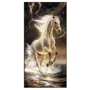 구슬십자수 힘차게 달리는 황금 말 백마 재물 AB 비즈 보석십자수 대형 도안