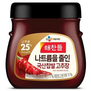 해찬들 나트륨을줄인 찹쌀 고추장 500g 1개
