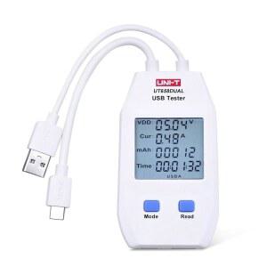 UNI-T LCD USB 타입 C 디지털 테스터 - 전원 전압 증폭기 전류 용량 케이블 도구, UT658 듀얼 DC 4-24V 전압계 전류계 감지기 휴대용 점검