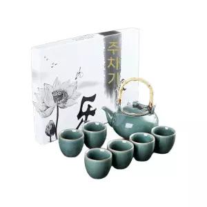 도자기술주전자세트 정종 술병 세라믹 선물용 술잔세트 청자 주기 유기주전자 선물 술잔