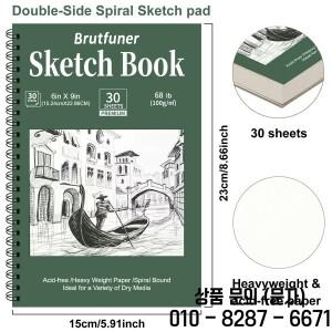 2개/30매 두꺼운 나선형 스케치북   생생한 색상과 부드러운 그림을 위한 프리미엄 품질의 종이 미술 학생