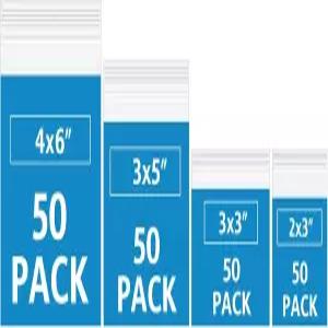 보석용 작은 비닐봉지 200팩 미니 가방 4가지 다양한 크기. 2x3 3x3 3x5 4x6 인치 2 밀리 두께의 폴리 지퍼