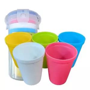 현이몰 오색컵 10개 컵보관통포함 캠핑용 야외용 여행용 물컵 양치컵 맥주컵 다회용품 플라스틱컵