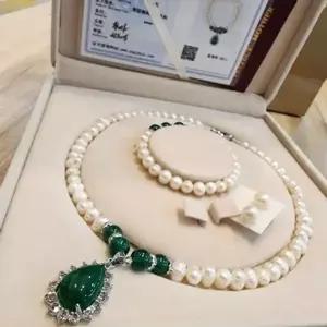 못난이 진주 귀걸이 세트 여성 담수 목걸이 팔찌-WFIK5NF