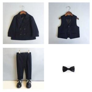 UIOKLMJH 남아 결혼 공연 생일 정장 세트 아동 더블 가슴 블레이저 팬츠 의상