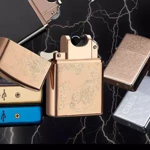 USB 충전 플라즈마 라이터 지포형 전자 휴대용 점화기 방풍형 낚시 등산 캠핑