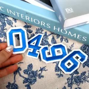 열접착 자수패치 숫자 와펜 블루 자수패치 옷에붙이는스티커 숫자와펜 열접착와펜