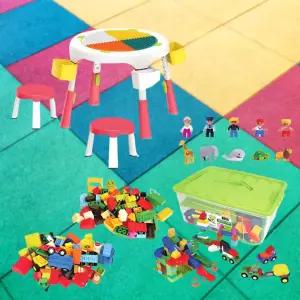 창의놀이 교실용 유아 듀오블록 의자 책상 4인 교실세트 유치원졸업선물 설