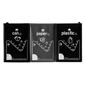 크릉이 블랙에디션 재활용 분리수거함 3종세트 쓰레기통 휴지통 청소용품