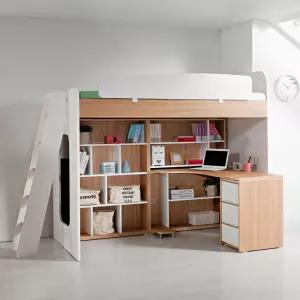 MU-E114 사다리 벙커침대+h형책상+책장 DF903052