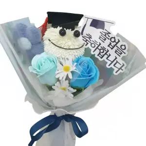 졸업식꽃다발 기획상품 학사모 곰돌이스마일인형 볼펜꽃다발 유치원 졸업꽃