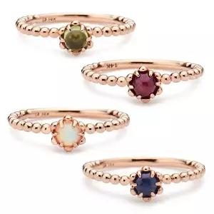 [도로시] 14k 천연 탄생석 케보션 반지