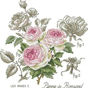 LES ROSES 1 (레스 로즈) 실 십자수 패키지 (도안+원단+실+바늘)
