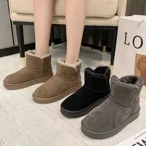 [오리지널픽_베리슈] 여성 4cm 겨울 모던 털안감 털부츠 앵글 앵클 스웨이드 털신 털신발어그부츠
