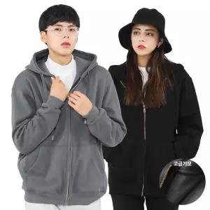 [엘라모] 기모 무지 후드집업 남녀공용 빅사이즈 M~4XL