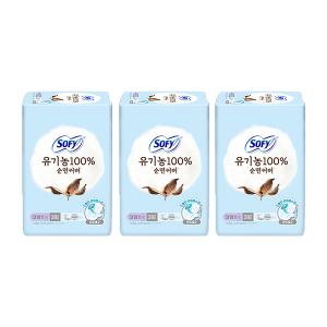 쏘피 유기농100%순면커버 날개형 슬림, 대형, 28매, 3개