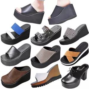 통굽 슬리퍼 콜크창 여성 웨지힐 매장 실내화 키높이 웨지힐