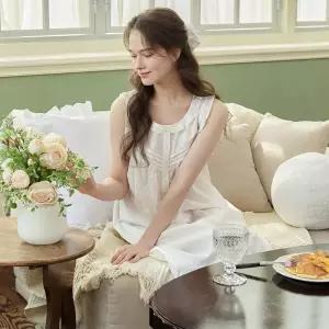 메이플라워 화이트퓨어 나시 순면 여성 빅사이즈 원피스 잠옷