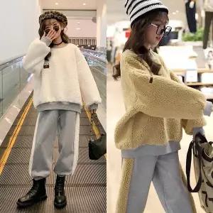 [삐삐네옷가게] 여아 주니어 뽀글트레이딩 맨투맨 티셔츠 겨울 기모 트레이닝 상하