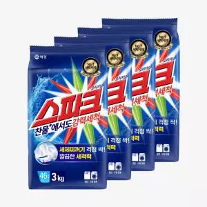 스파크 가루 분말 세탁세제 3kg 4개 일반드럼겸용