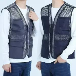 여름 작업복조끼 쿨링 얼음 아이스 망사 노가다 택배 춘추복 회사 근무복 얇은 베스트 상의 포켓 단체복 다용도 주머니많은 통풍 작업용 쿨조끼 빅사이즈