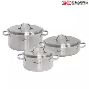 [한일STS] 스플릿 통5중 인덕션가능 스텐레스 냄비세트 3종D(양18+양24+전24)