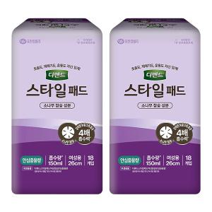 디펜드 스타일패드 여성용, 참숯 안심중용량, 18매, 2개(36매)
