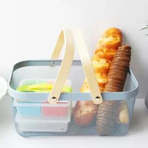 브롱테 밤부핸들 바구니 대 3color 피크닉바구니 철재바구니 핸들바구니 수납바구니