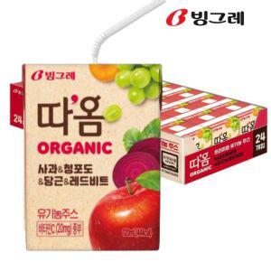 따옴 오가닉 주스 사과 & 청포도 & 당근 & 레드비트 120ml(24팩) 유기농주스
