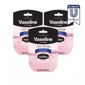 [유니레버공식] 바세린 미니 립밤 리미티드 에디션 핑크버블리 7g 3개